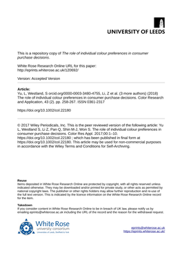 The Role of Individual Colour Preferences in Consumer Purchase Decisions