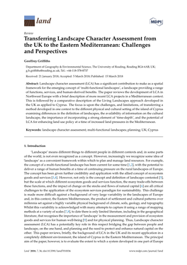 Transferring Landscape Character Assessment from the UK to the Eastern Mediterranean: Challenges and Perspectives