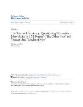 Questioning Normative Masculinity in EM Forster's "The Other Boat"