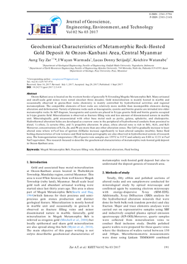 Geochemical Characteristics of Metamorphic Rock-Hosted Gold