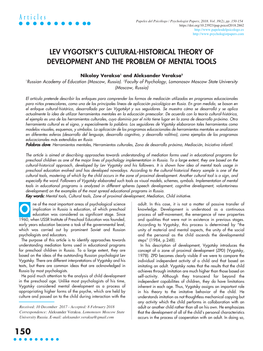 Lev Vygotsky's Cultural-Historical Theory of Development and T