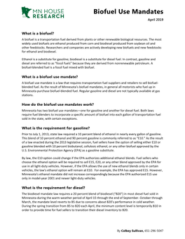 Biofuel Use Mandates April 2019