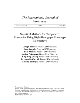 Statistical Methods for Comparative Phenomics Using High-Throughput Phenotype Microarrays