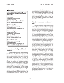 The Middle and Later Stone Age of the Article Introduces New Sites and Presents Preliminary Iringa Region, Southern Tanzania: an Results from the Initial Fieldwork