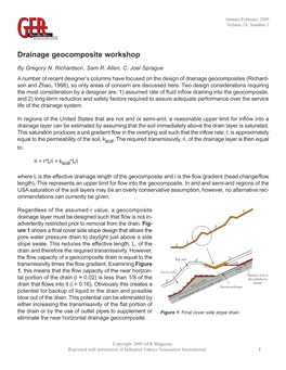 Drainage Geocomposite Workshop