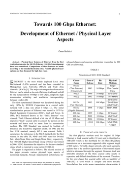 Towards 100 Gbps Ethernet: Development of Ethernet / Physical Layer Aspects