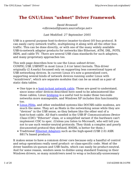 The GNU/Linux "Usbnet" Driver Framework