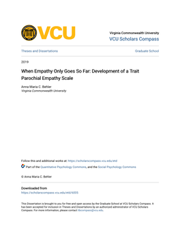 Development of a Trait Parochial Empathy Scale