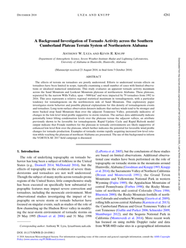 A Background Investigation of Tornado Activity Across the Southern Cumberland Plateau Terrain System of Northeastern Alabama