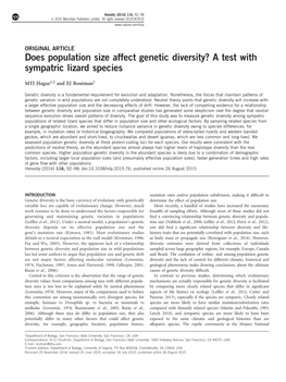 A Test with Sympatric Lizard Species