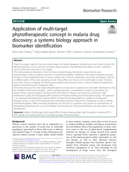 Application of Multi-Target Phytotherapeutic Concept in Malaria