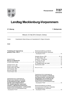 7/37 Landtag Mecklenburg-Vorpommern