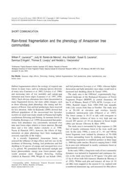 Rain-Forest Fragmentation and the Phenology of Amazonian Tree Communities