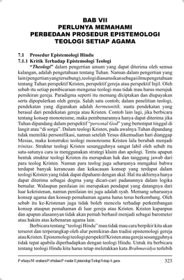 Bab Vii Perlunya Memahami Perbedaan Prosedur Epistemologi Teologi Setiap Agama