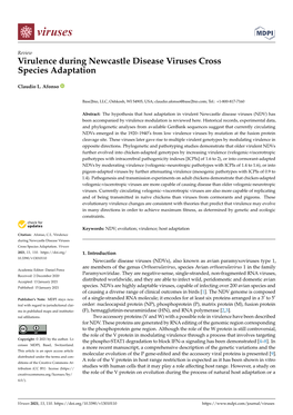 Virulence During Newcastle Disease Viruses Cross Species Adaptation