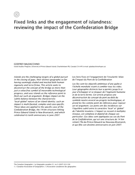 Reviewing the Impact of the Confederation Bridge