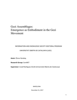 Gezi Assemblages: Emergence As Embodiment in the Gezi Movement