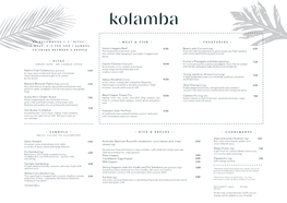 Kolamba Main Menu Food A3 Double Sided.Indd