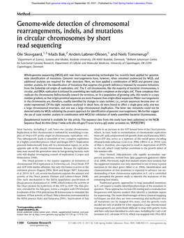 Genome-Wide Detection of Chromosomal Rearrangements, Indels, and Mutations in Circular Chromosomes by Short Read Sequencing