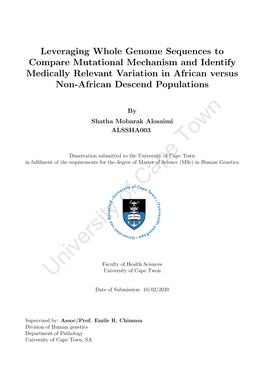 Leveraging Whole Genome Sequences to Compare Mutational Mechanism and Identify Medically Relevant Variation in African Versus Non-African Descend Populations