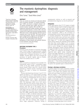 The Myotonic Dystrophies: Diagnosis and Management Chris Turner,1 David Hilton-Jones2