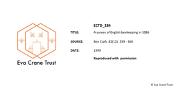 ECTD 284 TITLE: a Survey of English Beekeeping in 1086