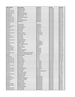 ATM Operator Street Address Town/City Country Postcode Yourcash HARENESS ROAD ABERDEEN SCOTLAND AB12 3LE Cardtronics UK Ltd BANK
