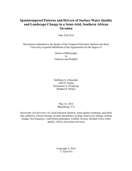 Spatiotemporal Patterns and Drivers of Surface Water Quality and Landscape Change in a Semi-Arid, Southern African Savanna