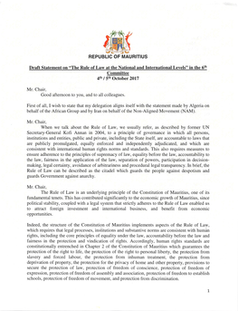 Mauritius Statement -- Rule Of