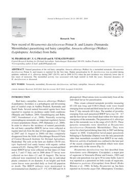 New Record of Hexamermis Dactylocercus Poinar Jr. and Linares