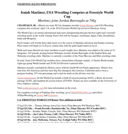 Illini Wrestling Isaiah Martinez USA Wrestling Competes at Freestyle