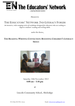 The Educators'network 2Nd Literacy Forum