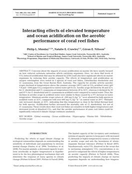 Interacting Effects of Elevated Temperature and Ocean Acidification on the Aerobic Performance of Coral Reef Fishes