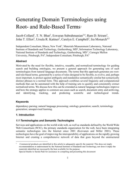 Generating Domain Terminologies Using Root- and Rule-Based Terms1