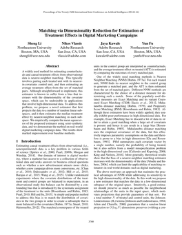 Matching Via Dimensionality Reduction for Estimation of Treatment Effects in Digital Marketing Campaigns