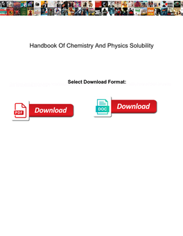 Handbook of Chemistry and Physics Solubility