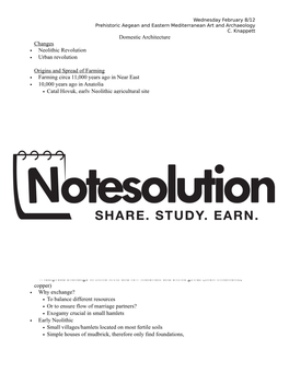 Domestic Architecture Changes • Neolithic Revolution • Urban Revolution