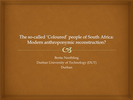 'Coloured' People of South Africa