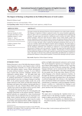 The Impact of Ideology on Repetition in the Political Discourse of Arab Leaders