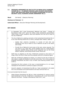 Proposed Amendment No.188 to City of Swan Local Planning Scheme