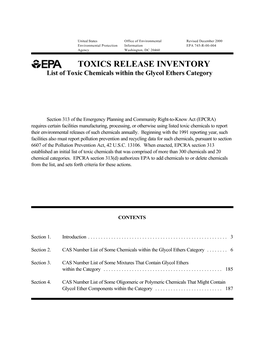 List of Toxic Chemicals Within the Glycol Ethers Category