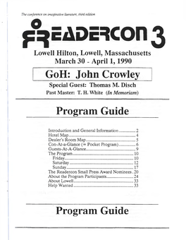 John Crowley Program Guide Program Guide
