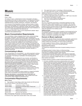 Music Concentration Requirements Writing in the Student’S Concentration File in ASK