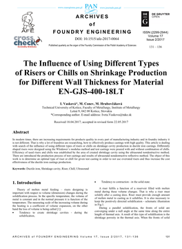 The Influence of Using Different Types of Risers O R Chills on Shrinkage