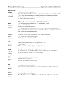 History of Indian Philosophy Upaniñads: Key Terms & Questions %Pin;Dœ Äün! Aatmn! Xmr S<Sar Kmr Mae] Aannd