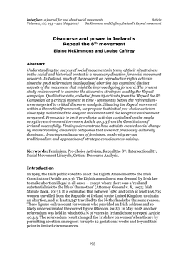 Discourse and Power in Ireland's Repeal the 8Th Movement
