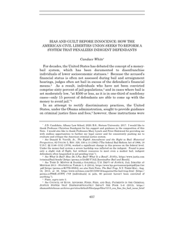 Bias and Guilt Before Innocence: How the American Civil Liberties Union Seeks to Reform a System That Penalizes Indigent Defendants