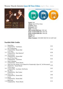 Warne Marsh Quintet Jazz of Two Cities Mp3, Flac, Wma