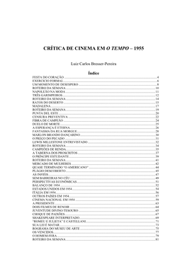 Crítica De Cinema Em O Tempo – 1955