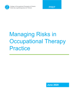 2020 PREP- Managing Risk in Occupational Therapy Practice